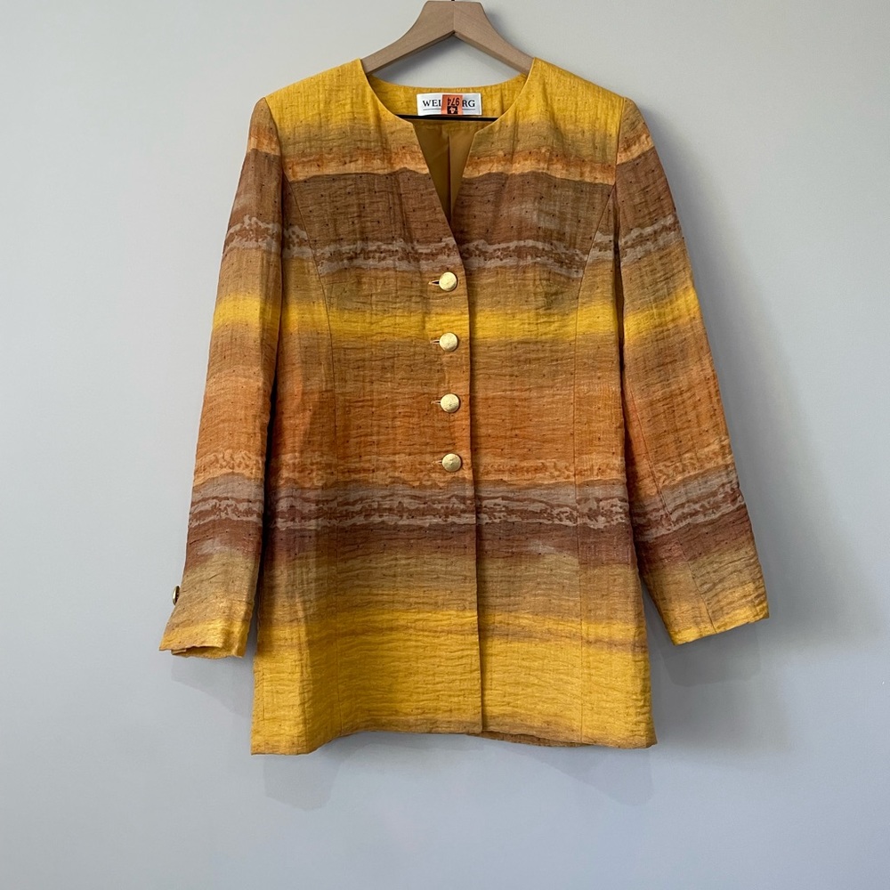 Weinberg Paris Vintage yellow button down multi colored blazer